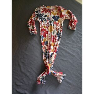 Baby Floral Long Sleeve Tied Bottom Sleep Gown Knotted Newborn Infant Dress